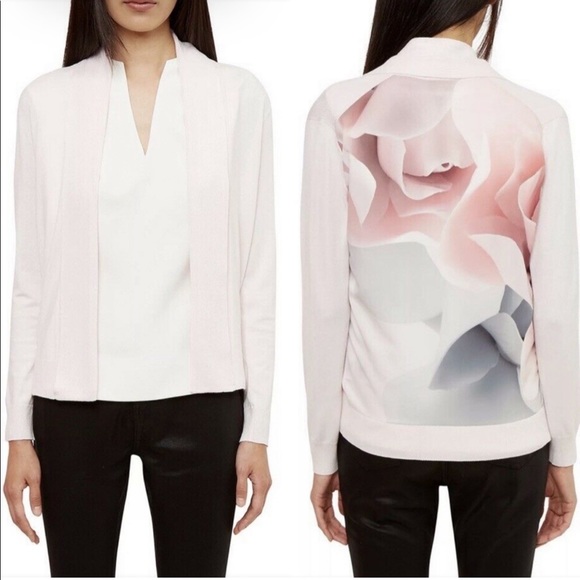 Ted Baker Sweaters - Ted Baker Jelsea Pink Rose Floral Shrug Cardigan Sweater Size 0 (Ted Size), 2 US